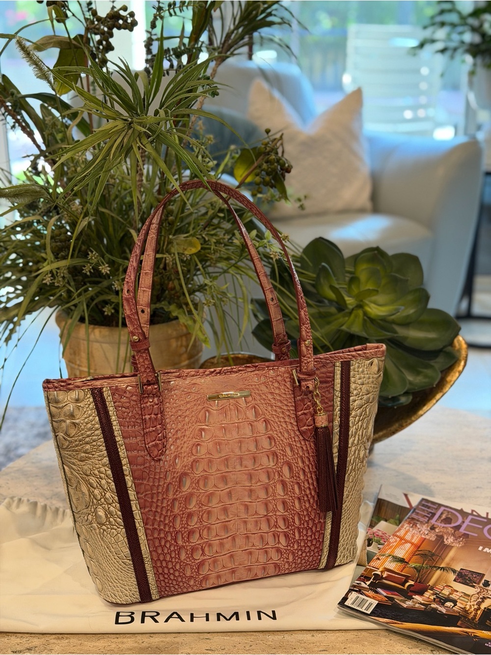 Brahmin Asher Ember Fuego Tote NWOT